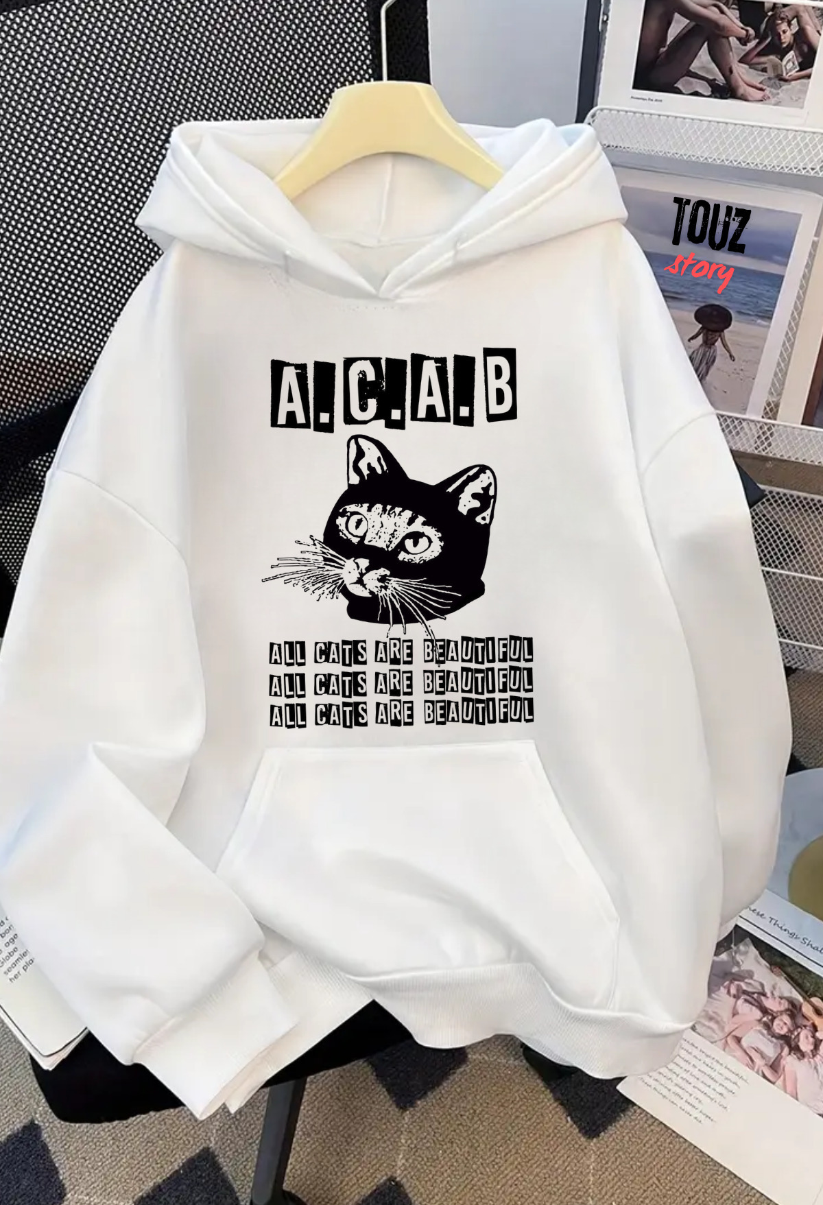 Unisex Baskılı Oversize Kapüşonlu Hoodie