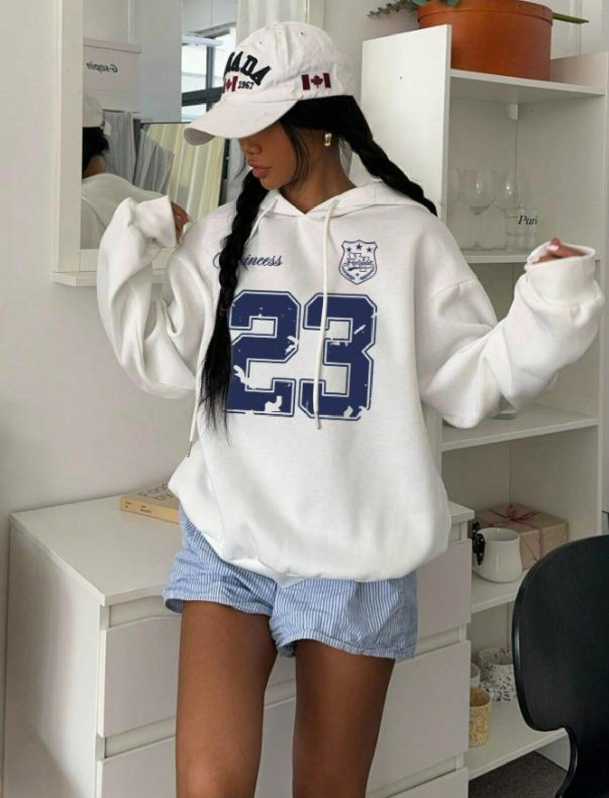 Unisex Baskılı Oversize Kapüşonlu Hoodie