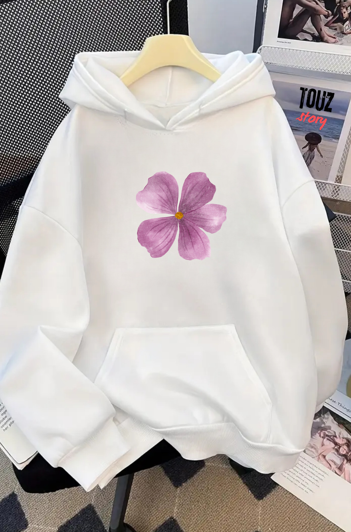 Unisex Baskılı Oversize Kapüşonlu Hoodie