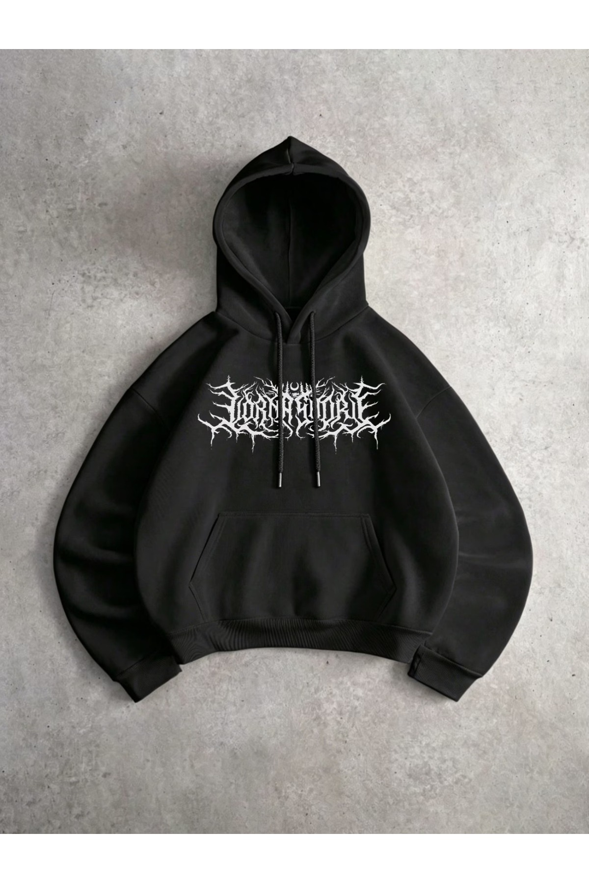 Unisex Baskılı Oversize Kapüşonlu Hoodie
