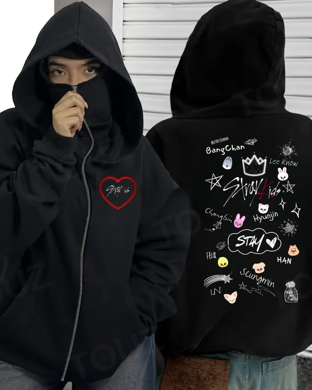 Baskı Detaylı Balaclava Unisex Hırka