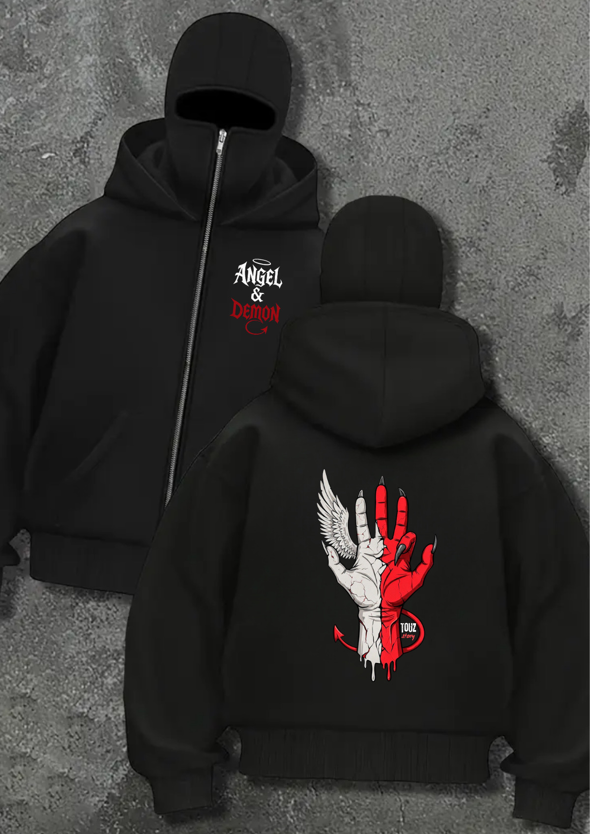 Baskı Detaylı Balaclava Unisex Hırka