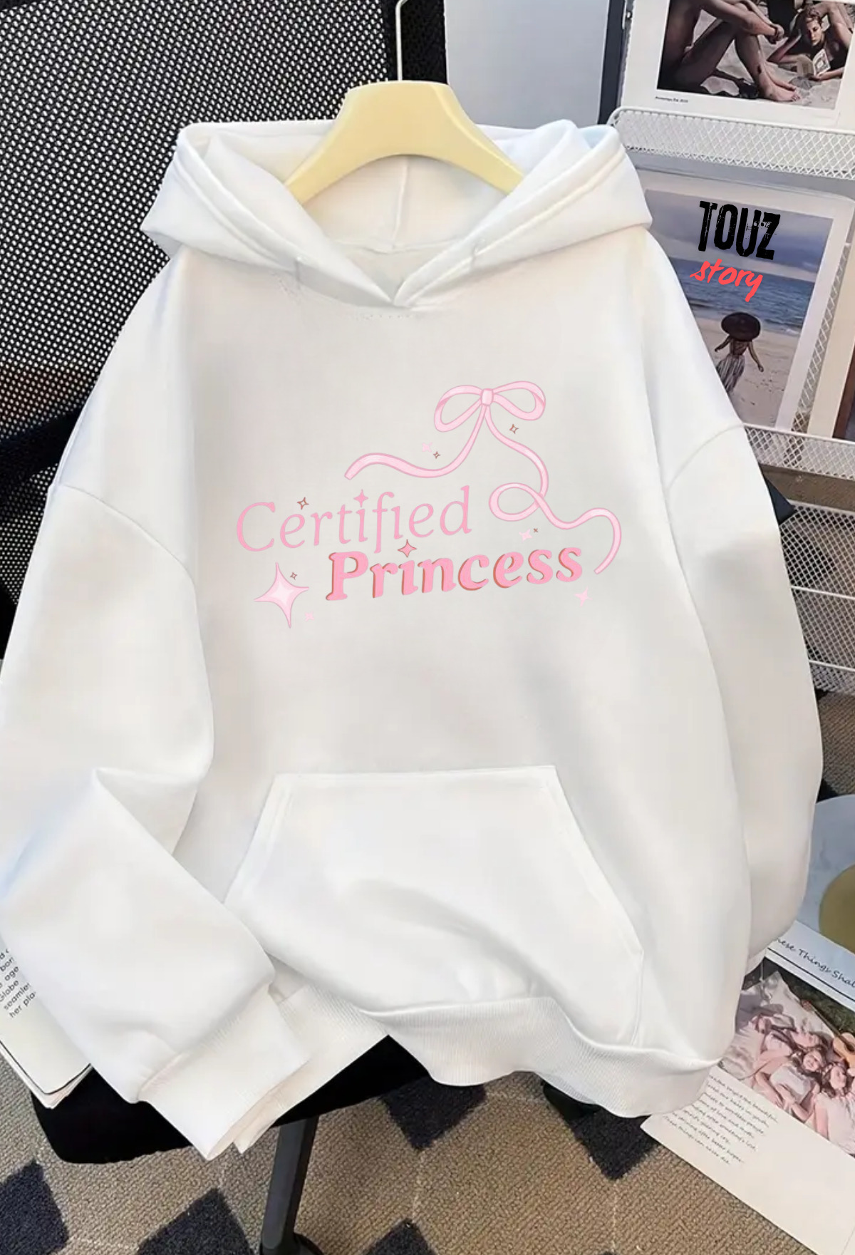 Unisex Baskılı Oversize Kapüşonlu Hoodie