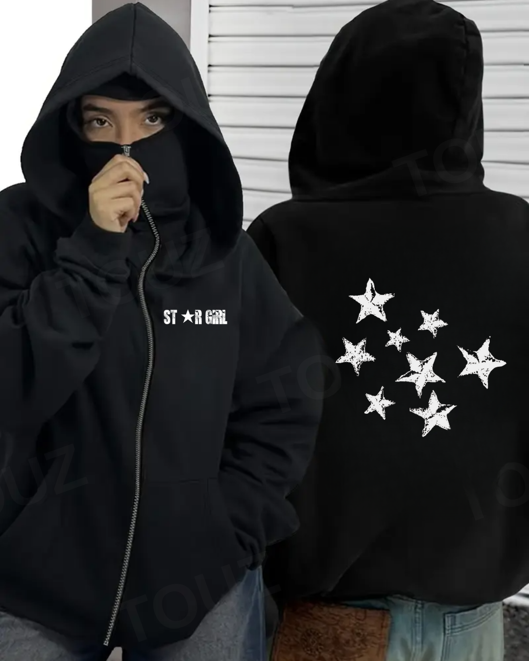 Baskı Detaylı Balaclava Unisex Hırka