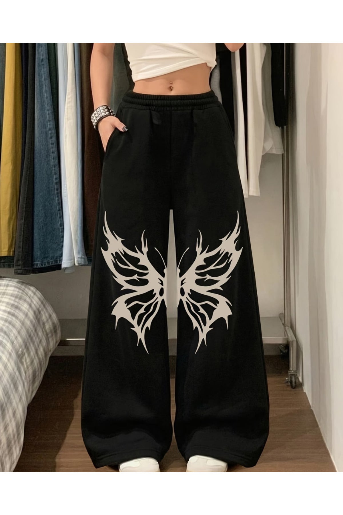 Baskı Detaylı Baggy Eşofman Altı