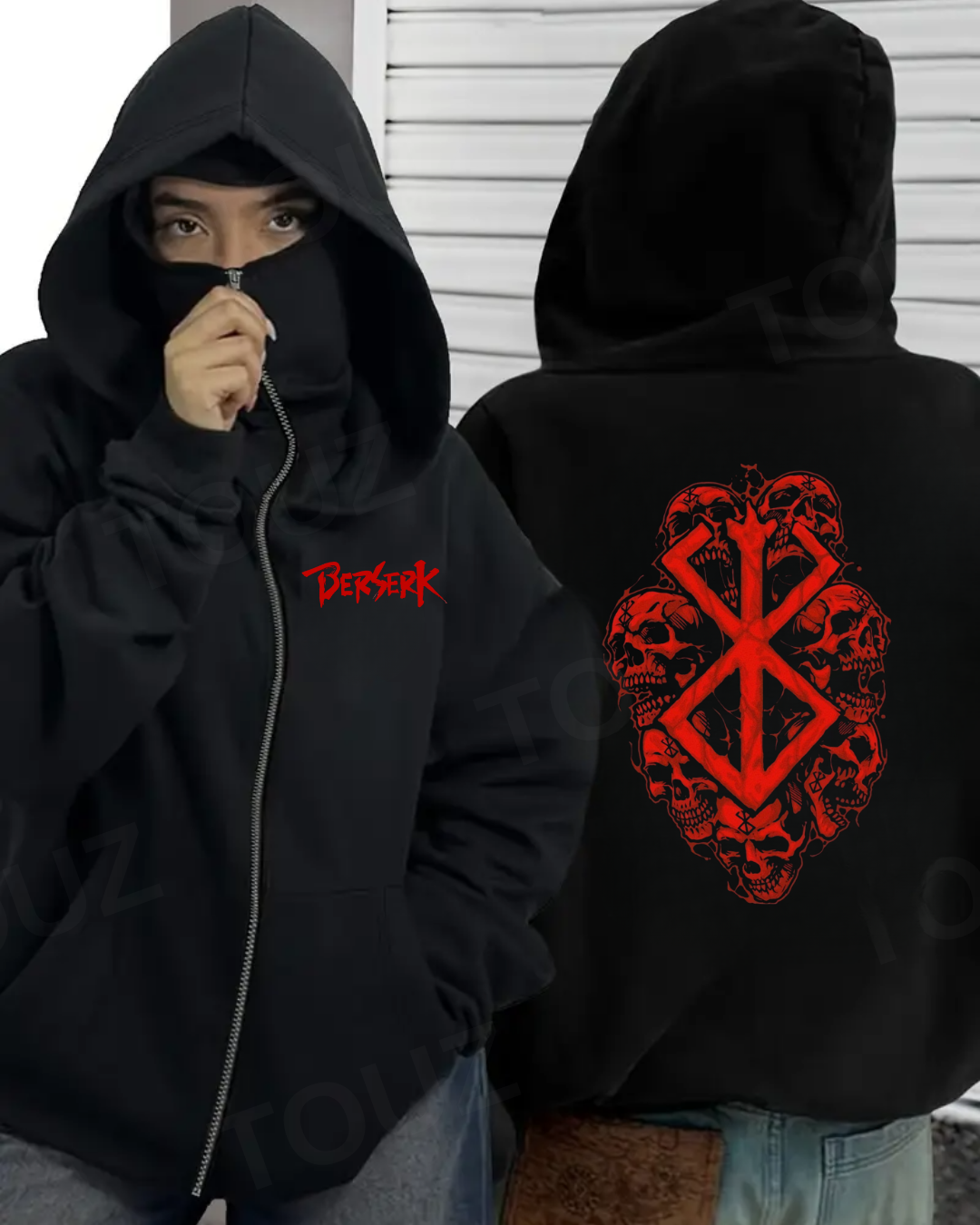 Baskı Detaylı Balaclava Unisex Hırka