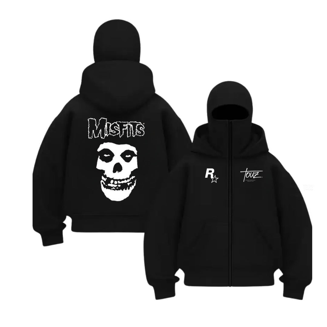 Baskı Detaylı Balaclava Unisex Hırka