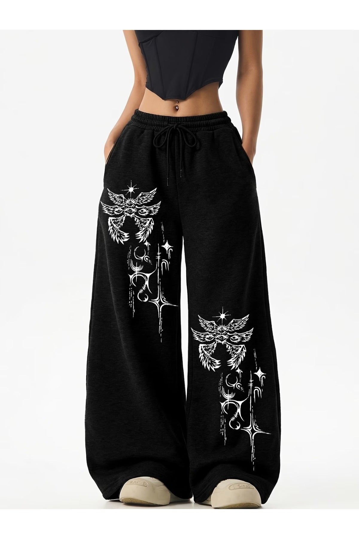 Baskı Detaylı Baggy Eşofman Altı