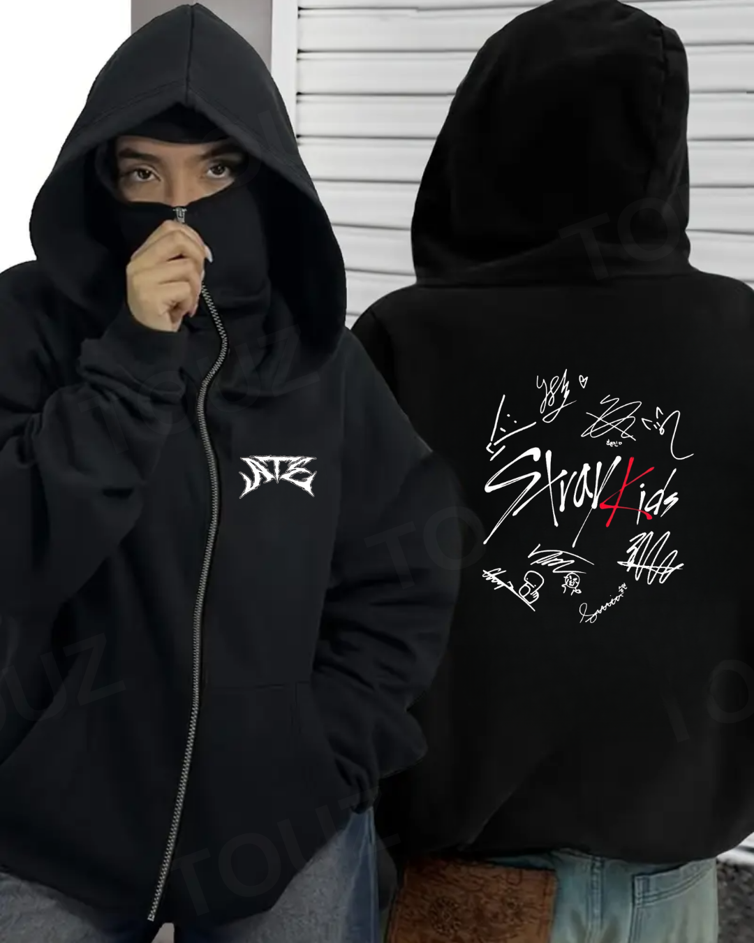 Baskı Detaylı Balaclava Unisex Hırka