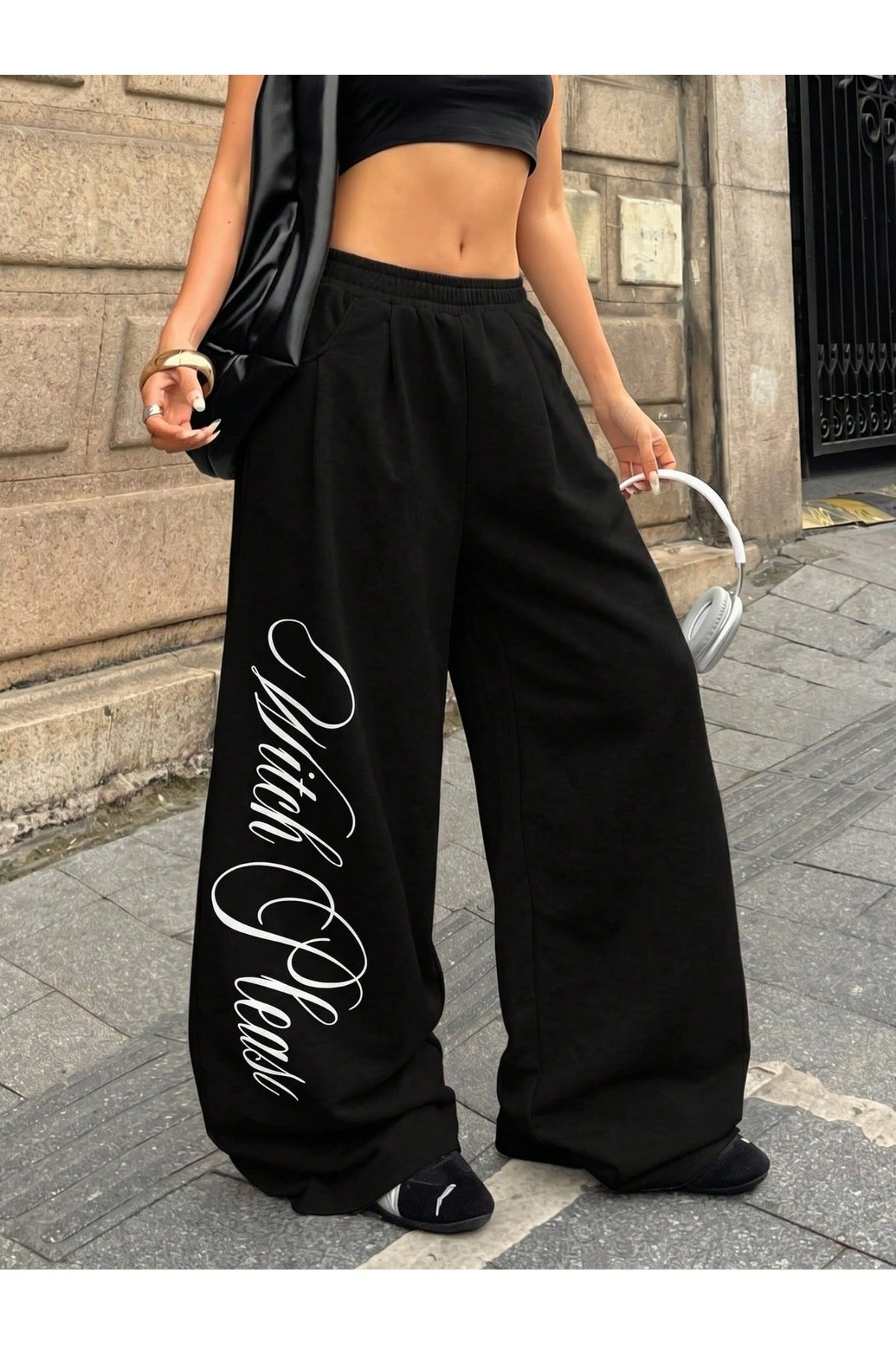 Baskı Detaylı Baggy Eşofman Altı