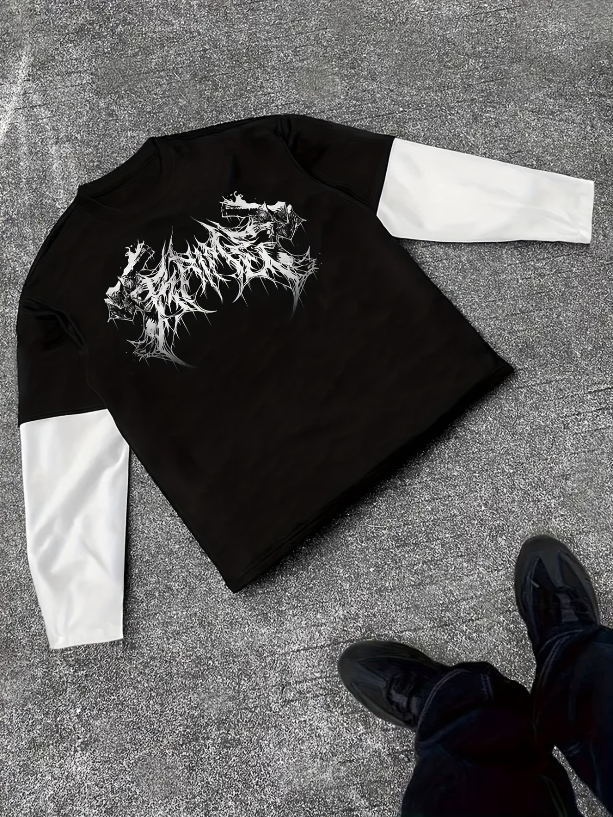 Fake Kol Uzun Kol Oversize T-Shirt