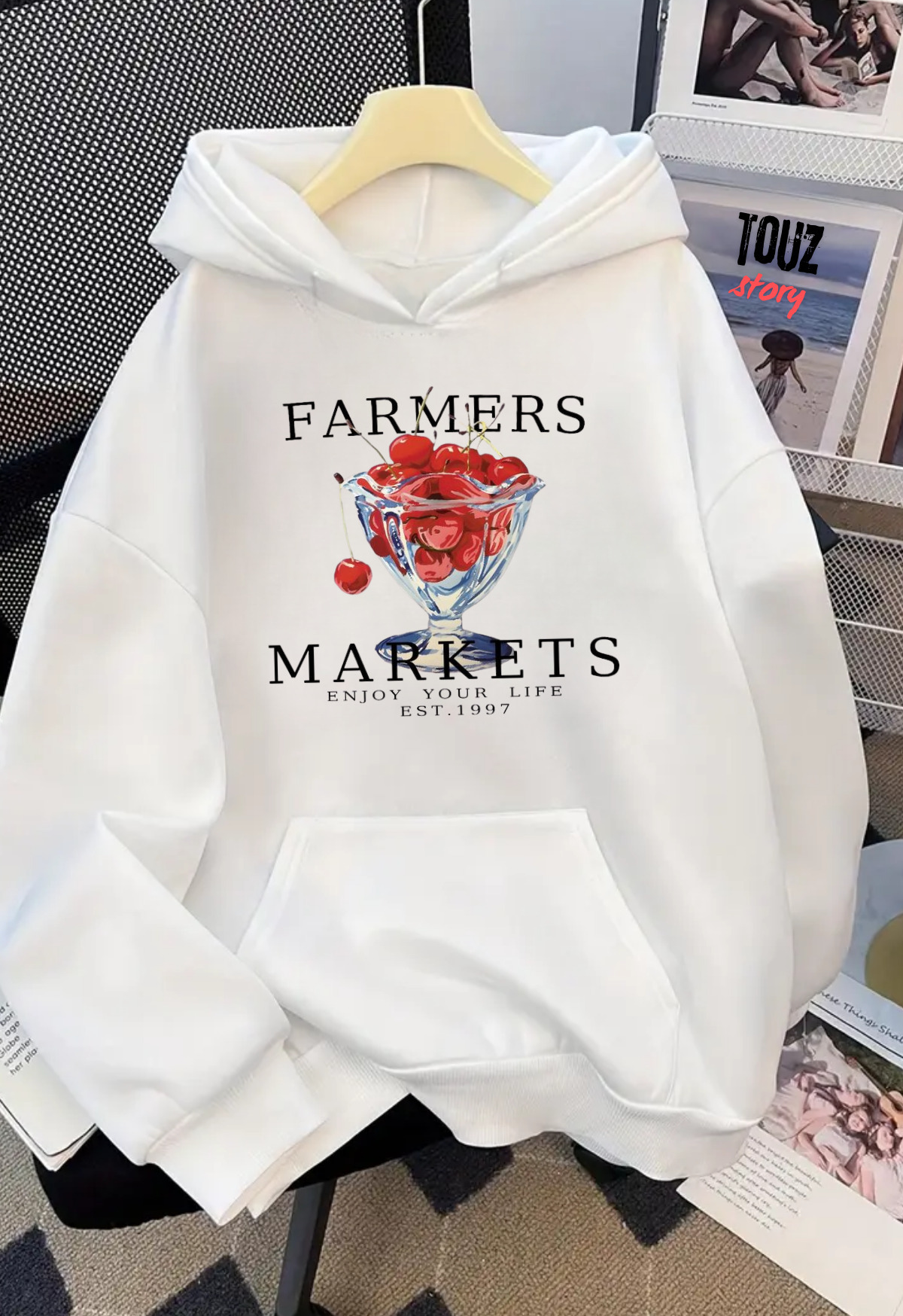 Unisex Baskılı Oversize Kapüşonlu Hoodie