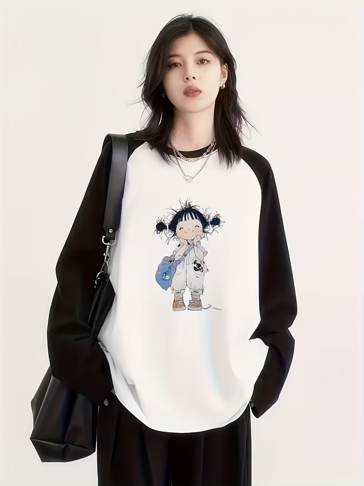 Fake Kol Uzun Kol Oversize T-Shirt
