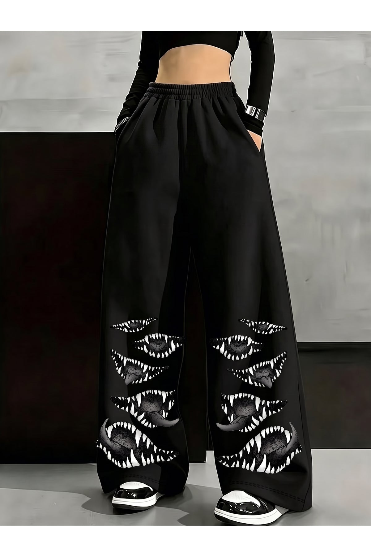 Baskı Detaylı Baggy Eşofman Altı