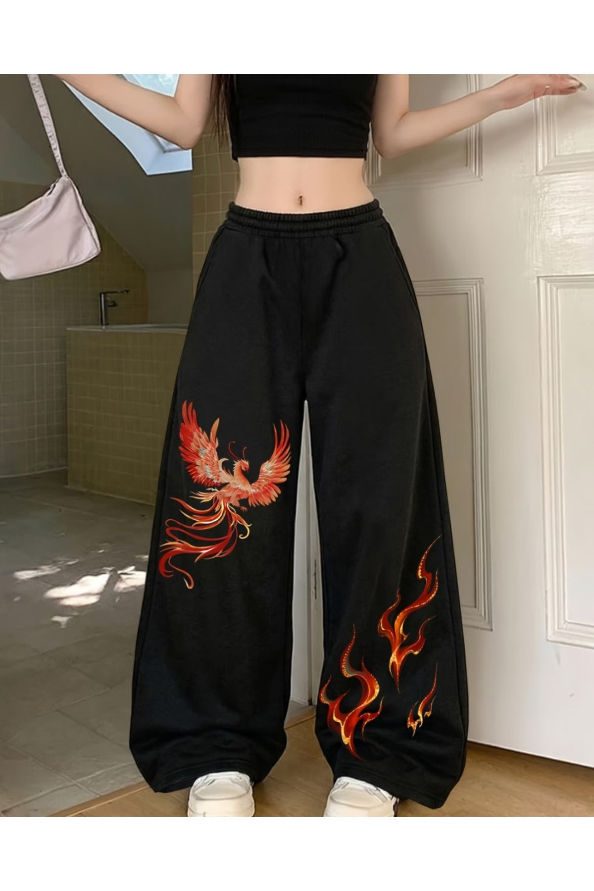 Baskı Detaylı Baggy Eşofman Altı