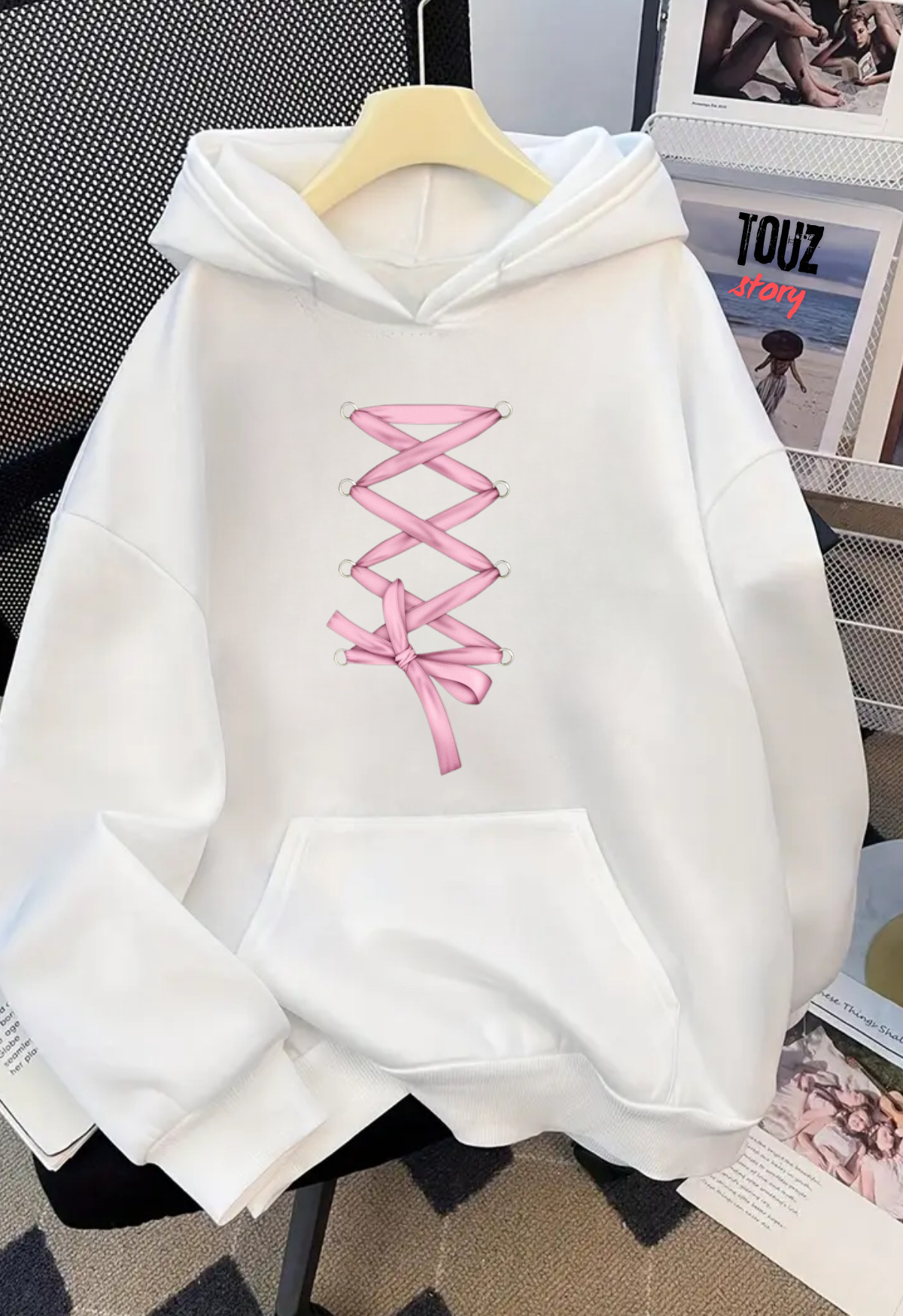 Unisex Baskılı Oversize Kapüşonlu Hoodie