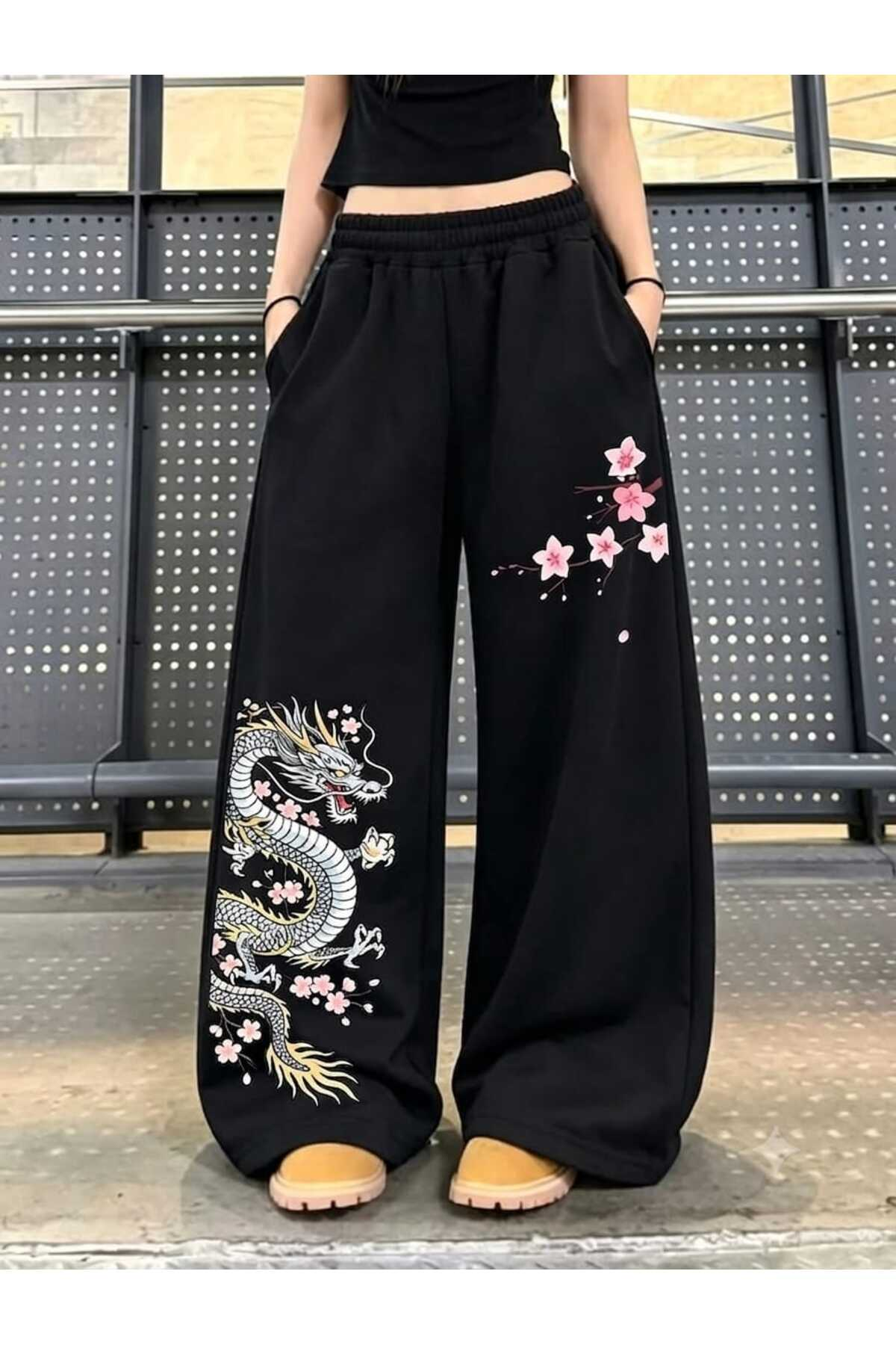 Baskı Detaylı Baggy Eşofman Altı