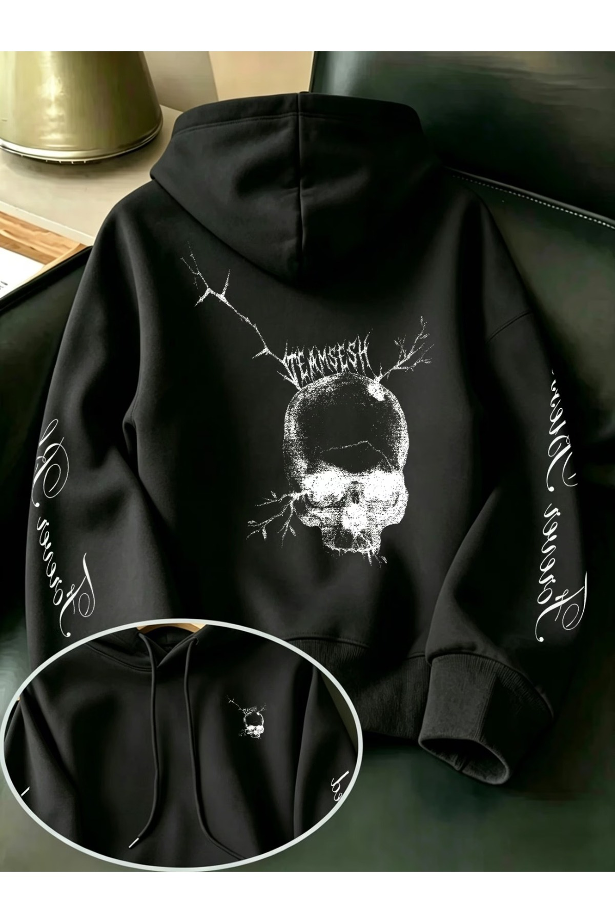 Unisex Baskılı Oversize Kapüşonlu Hoodie