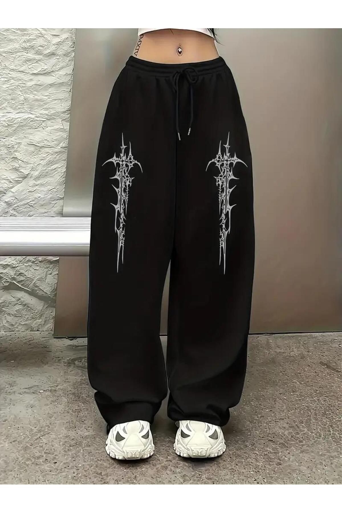 Baskı Detaylı Baggy Eşofman Altı