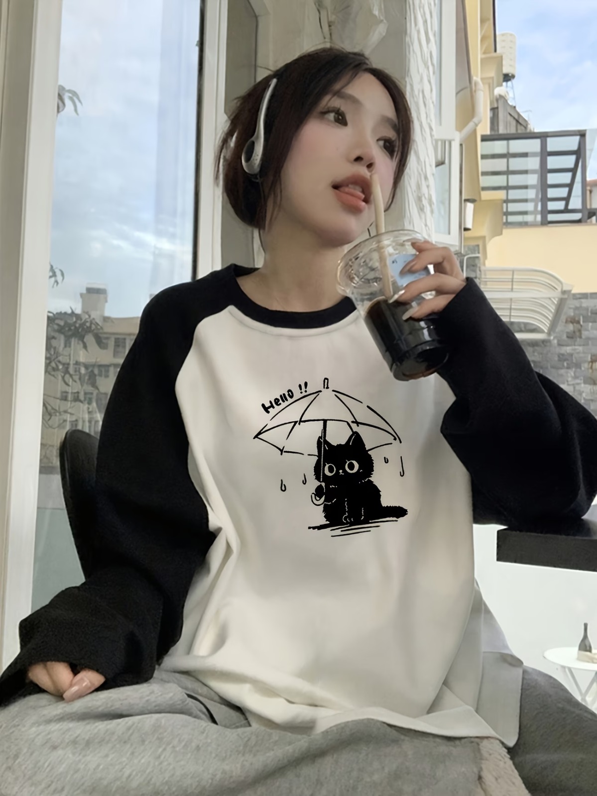 Fake Kol Uzun Kol Oversize T-Shirt