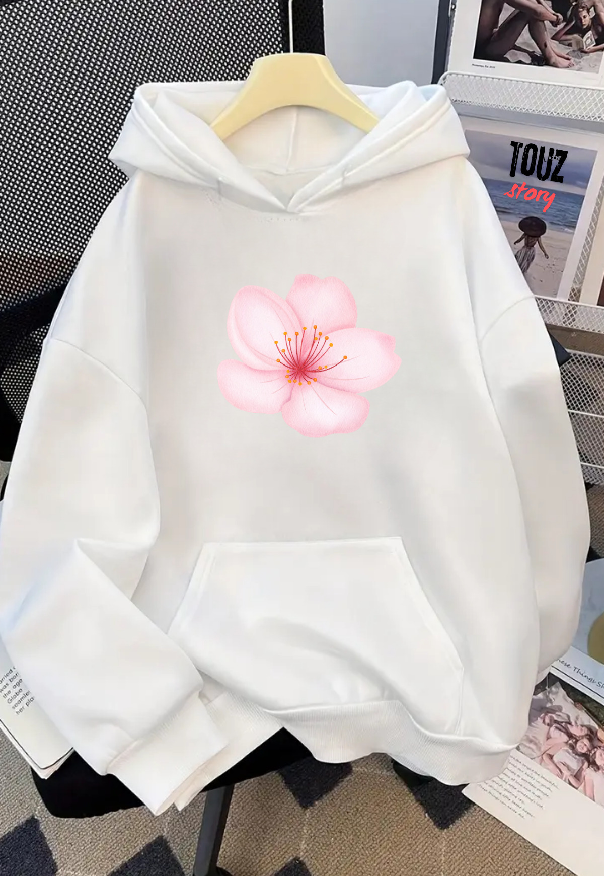 Unisex Baskılı Oversize Kapüşonlu Hoodie