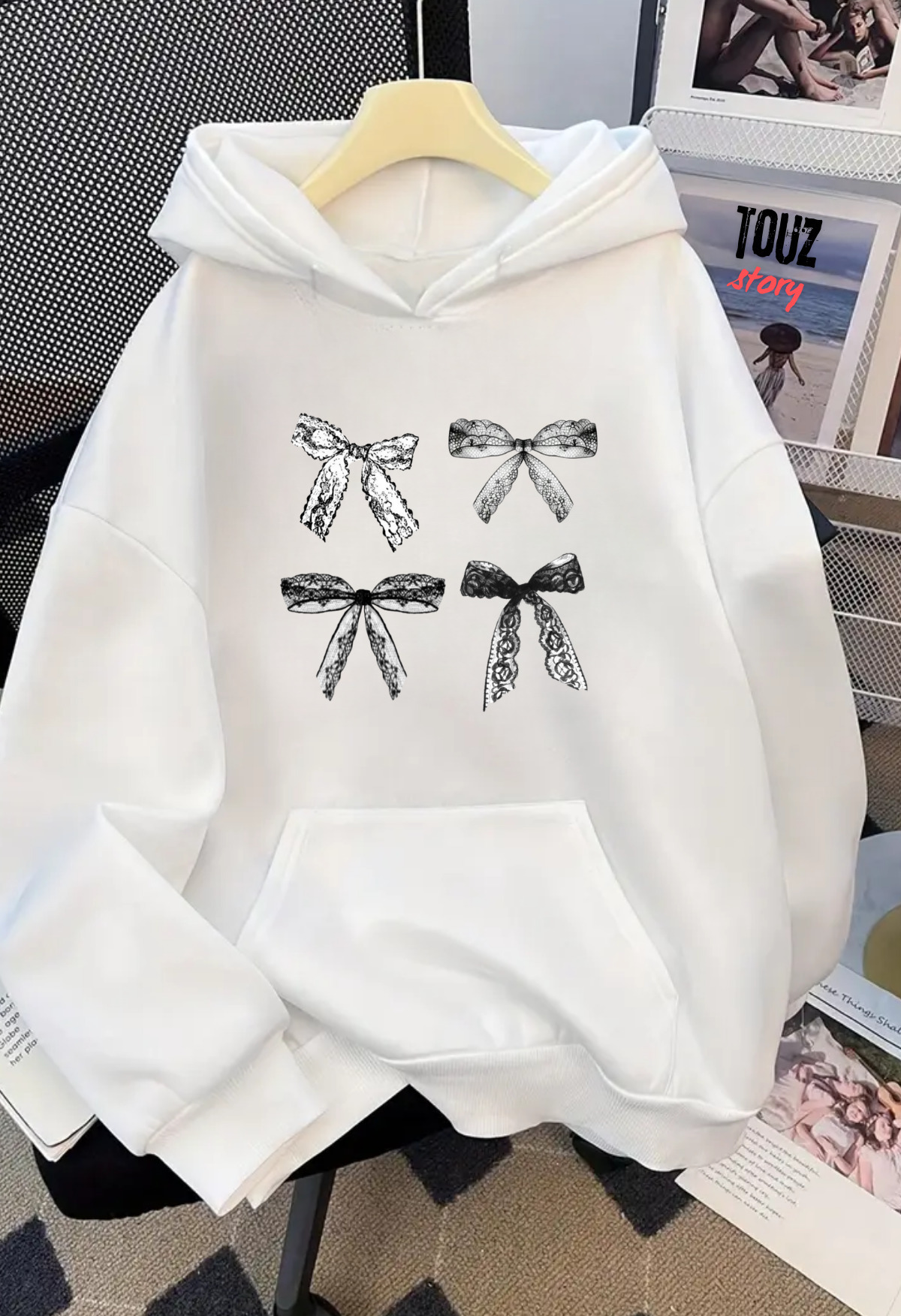 Unisex Baskılı Oversize Kapüşonlu Hoodie