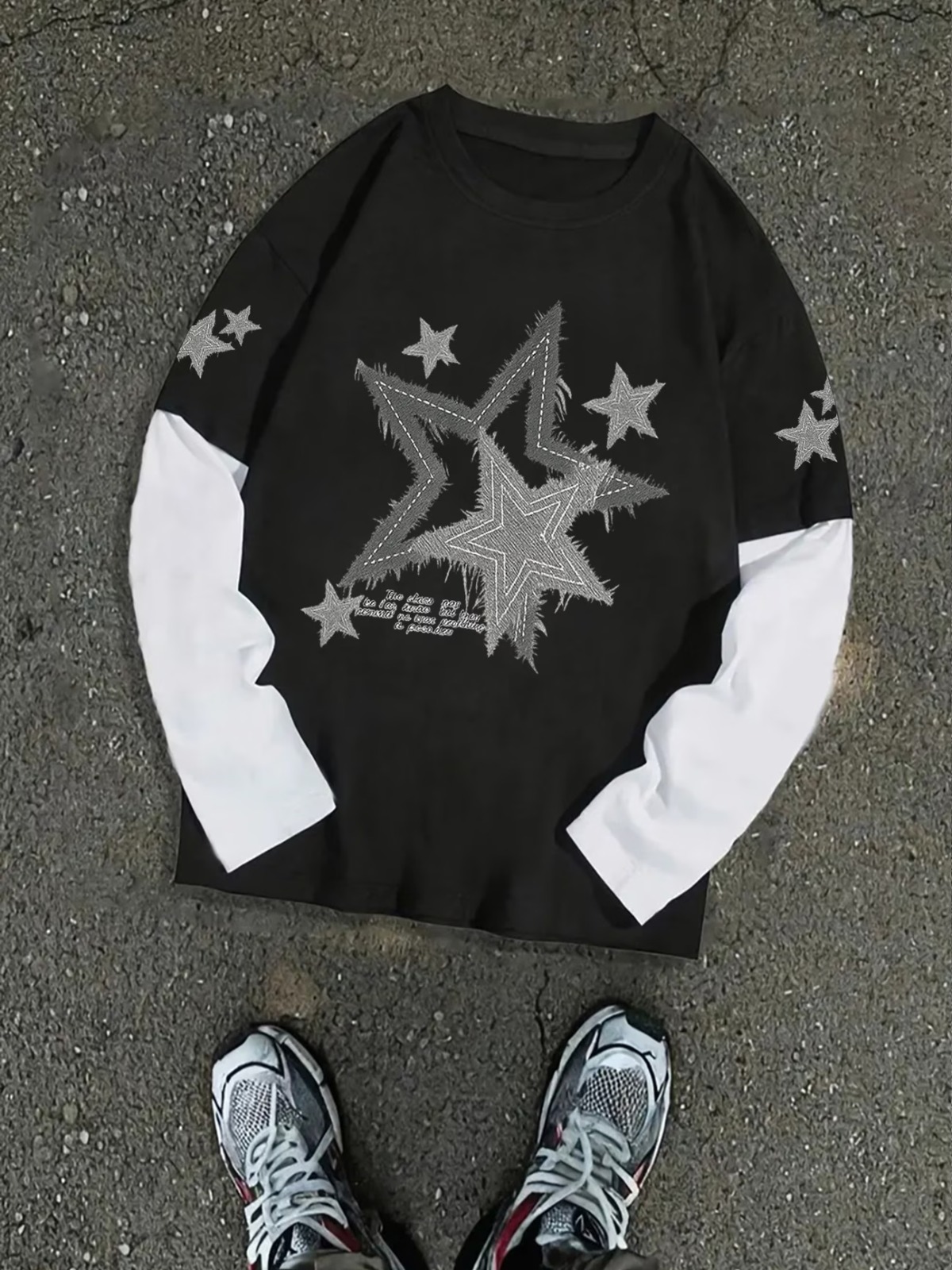 Fake Kol Uzun Kol Oversize T-Shirt