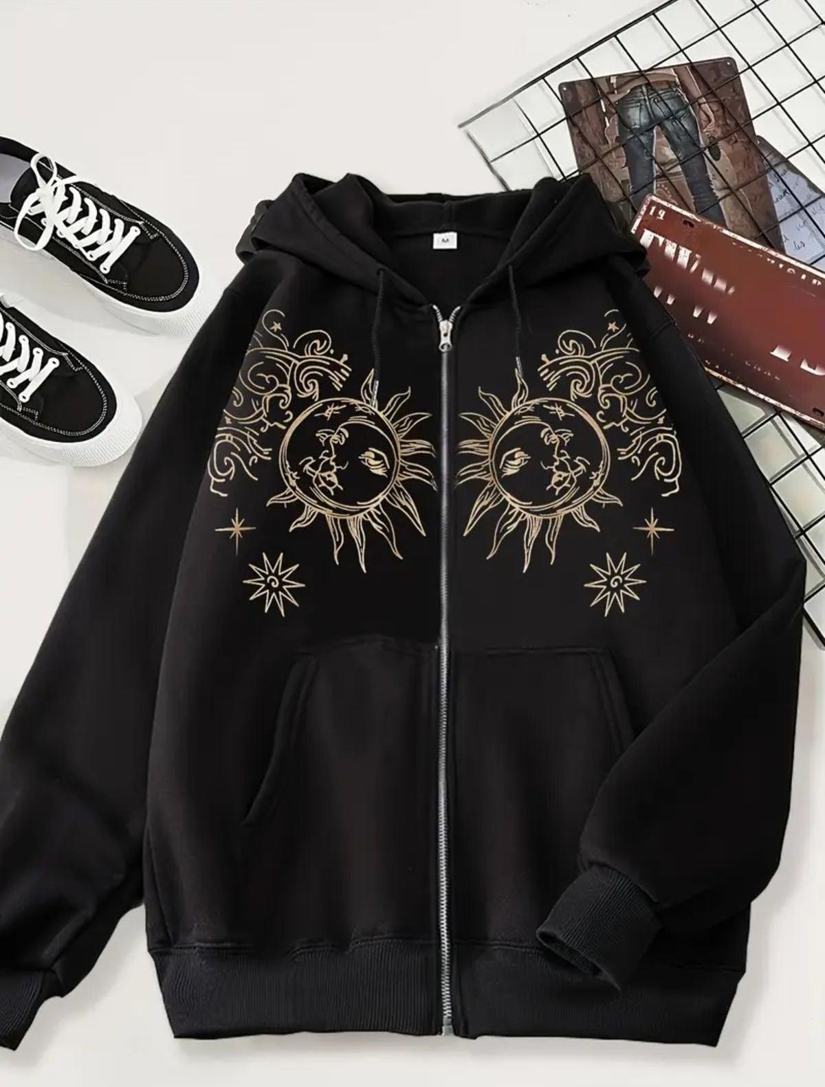 Baskı Detaylı Unisex Hırka