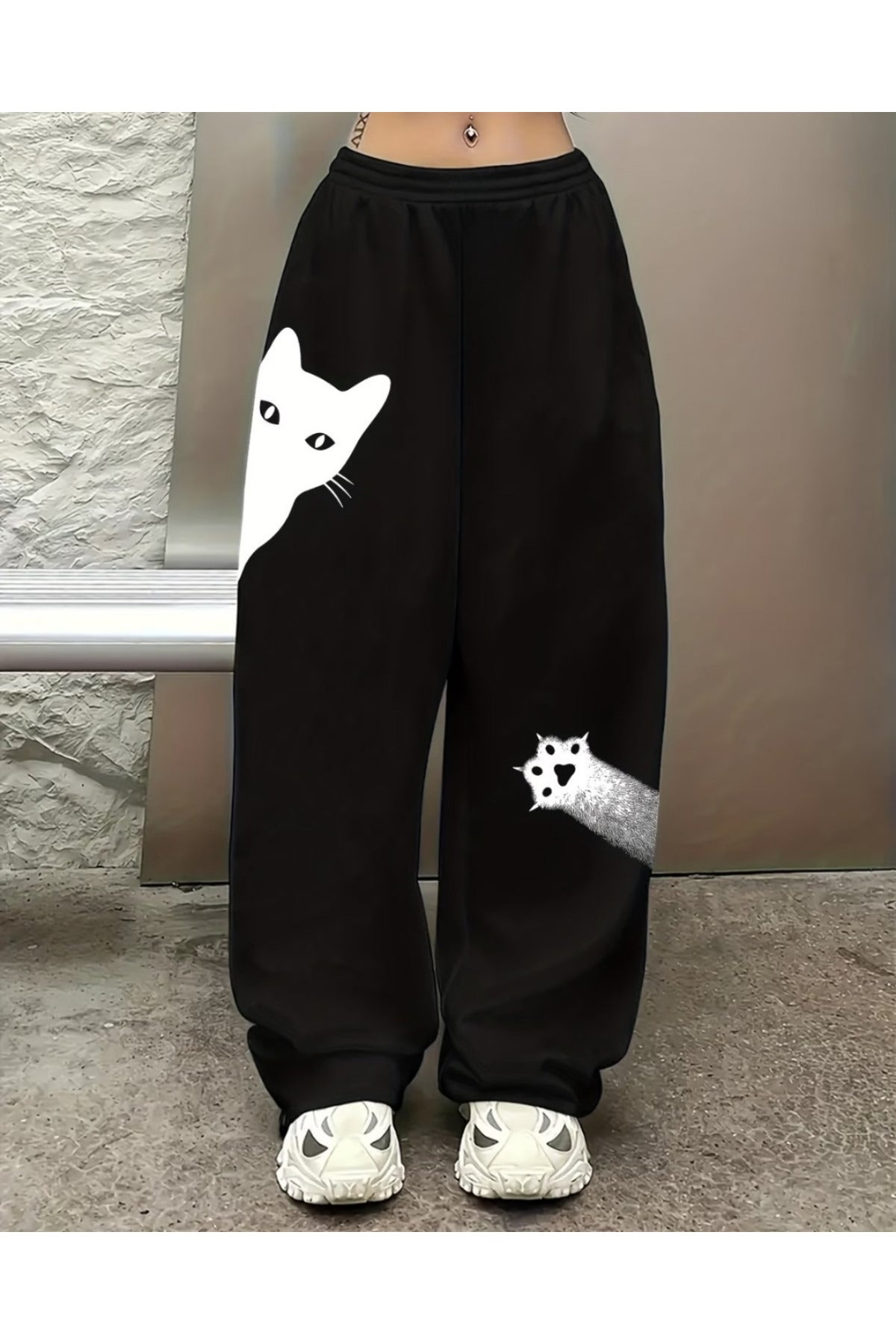 Baskı Detaylı Baggy Eşofman Altı