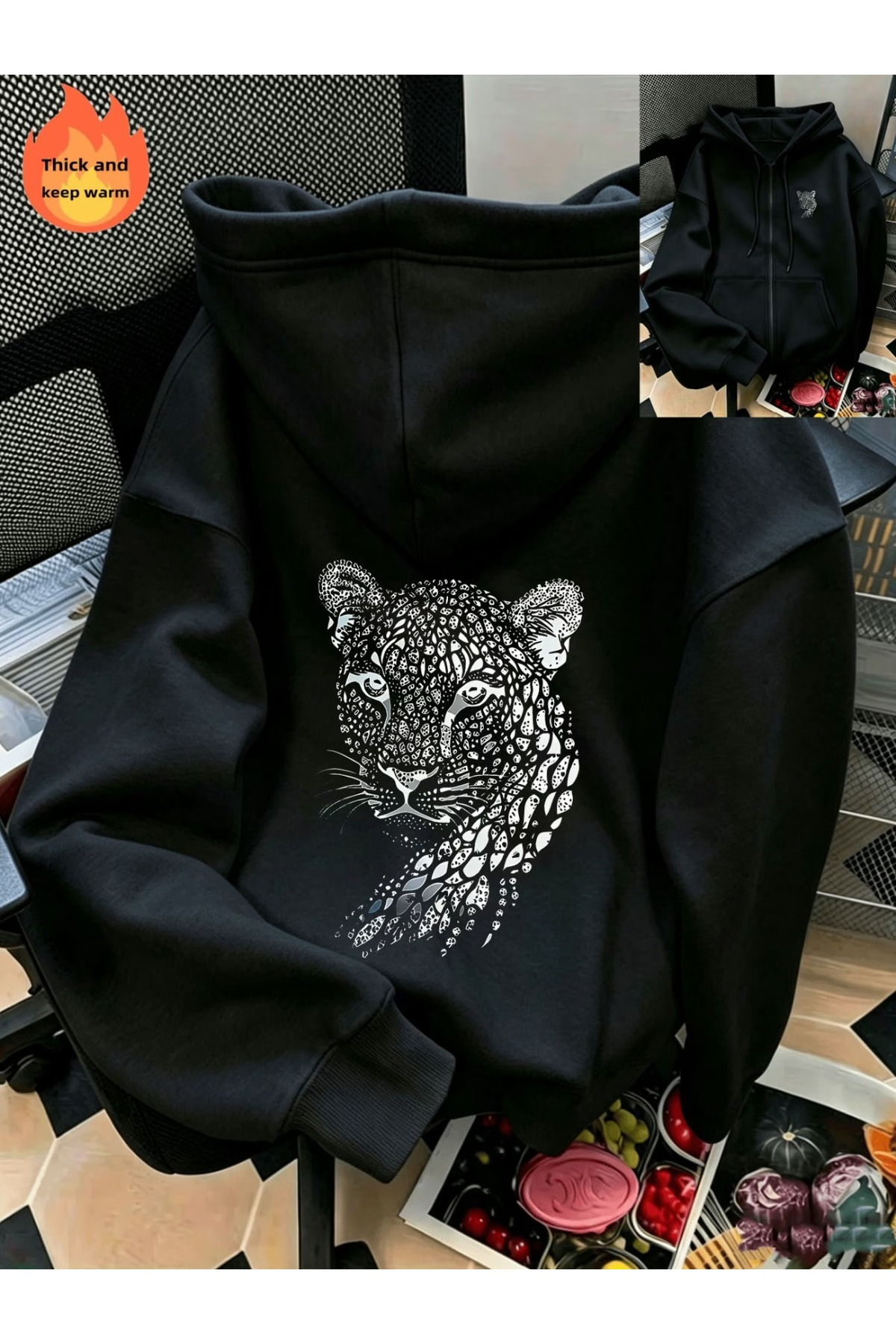 Unisex Baskılı Oversize Kapüşonlu Hoodie