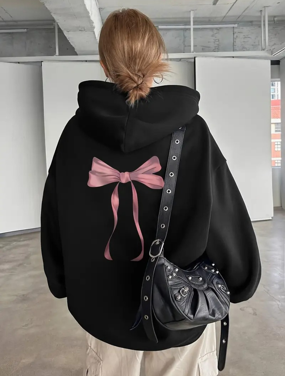 Unisex Baskılı Oversize Kapüşonlu Hoodie
