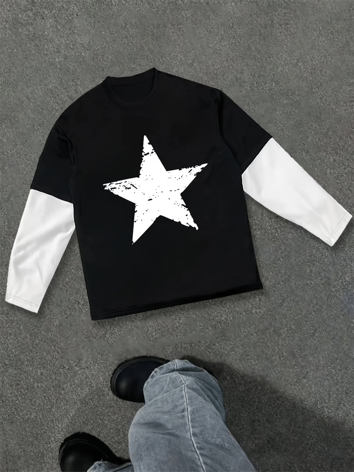 Fake Kol Uzun Kol Oversize T-Shirt