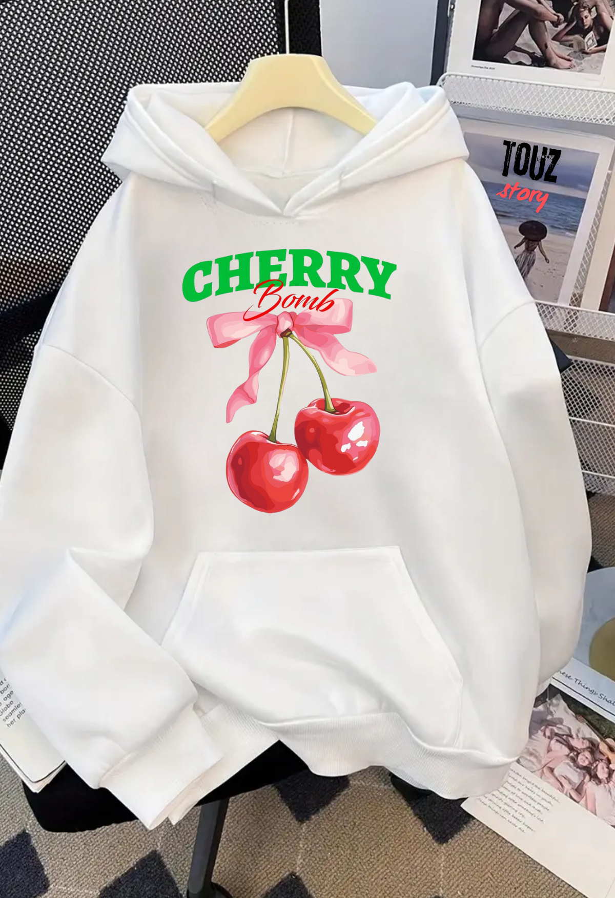 Unisex Baskılı Oversize Kapüşonlu Hoodie