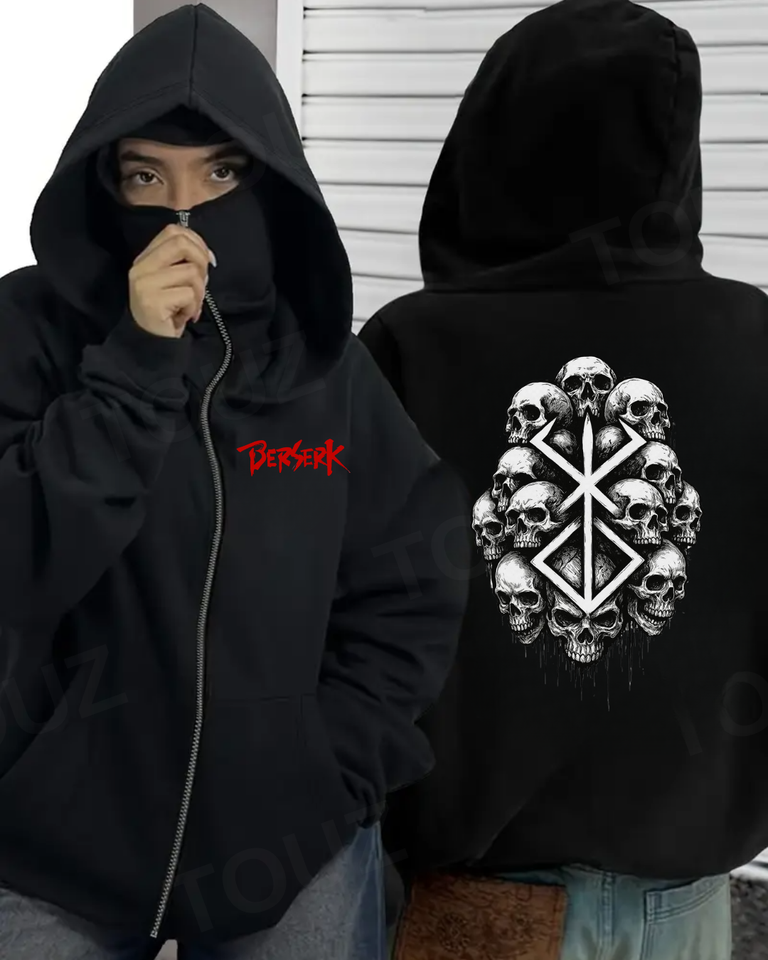 Baskı Detaylı Balaclava Unisex Hırka