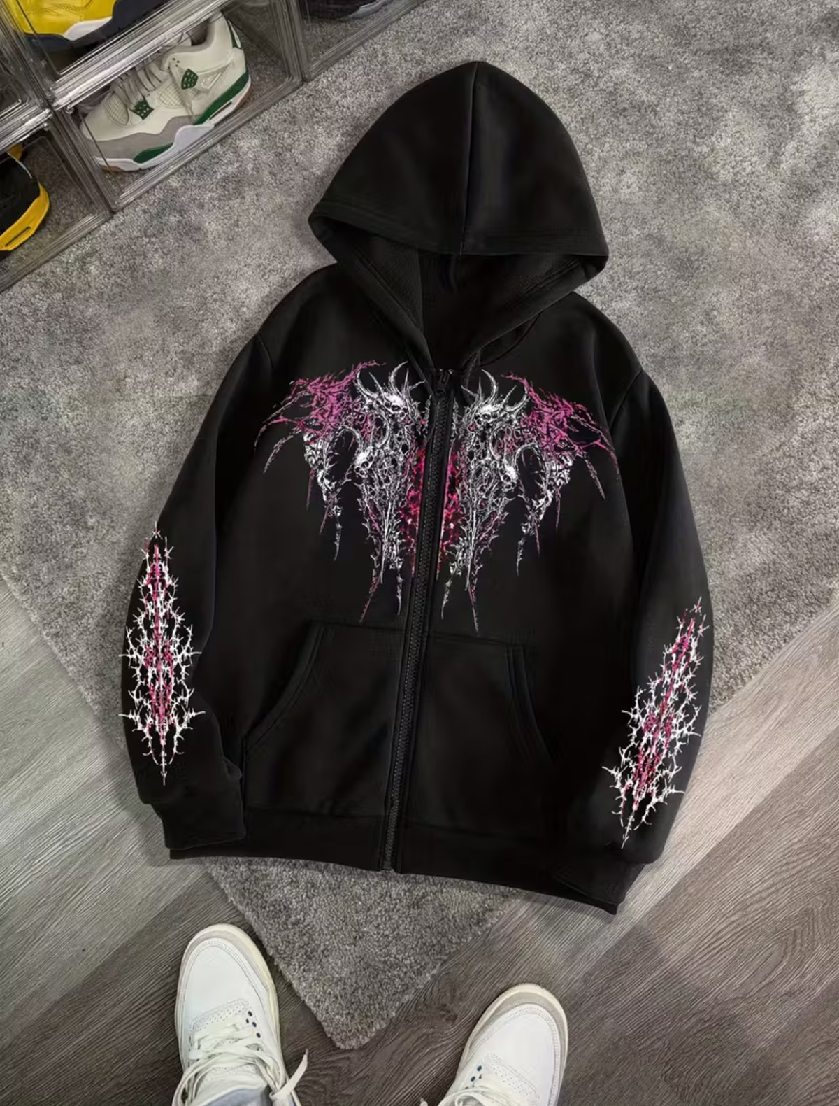 Baskı Detaylı Unisex Hırka