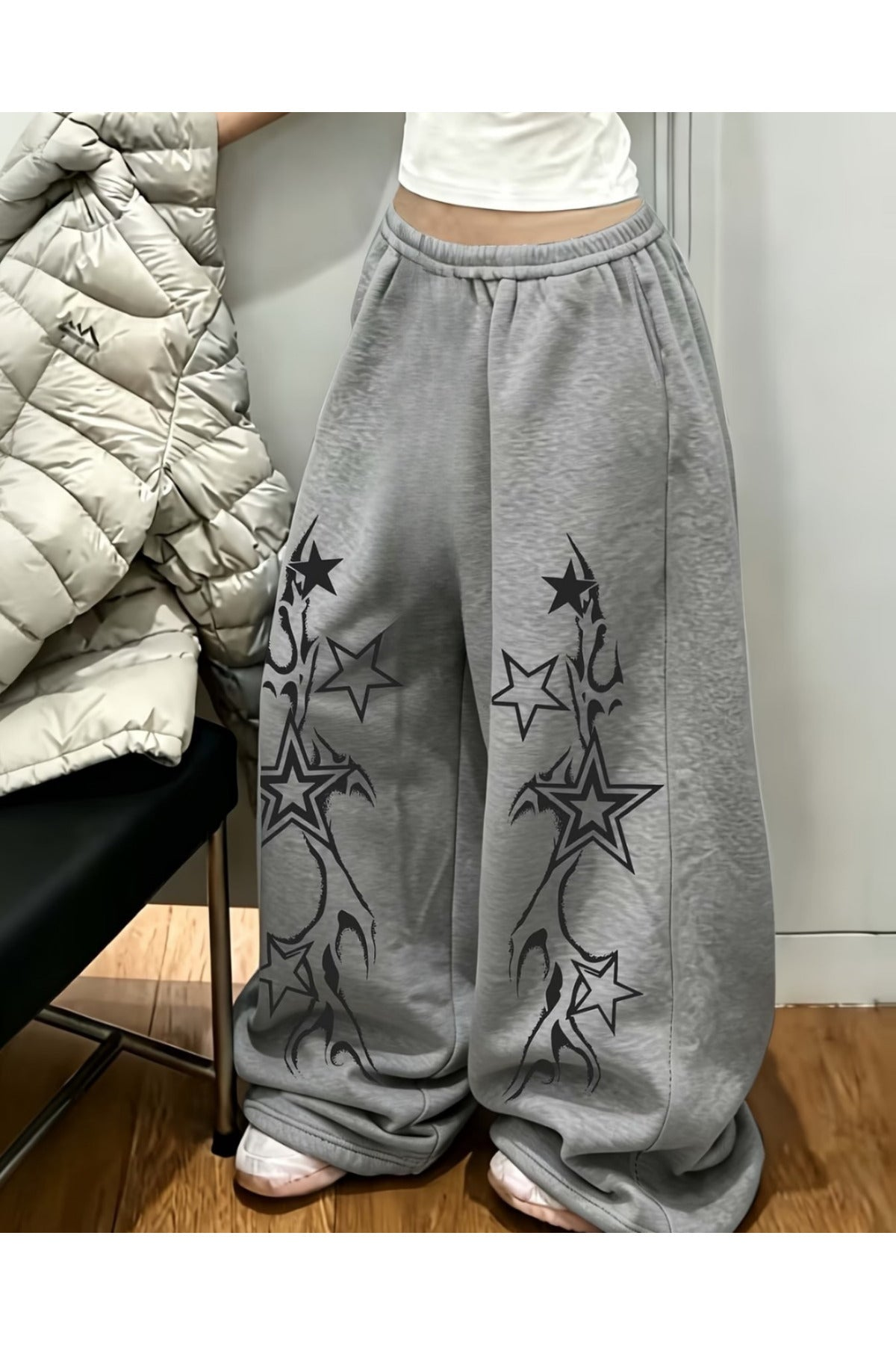 Baskı Detaylı Baggy Eşofman Altı