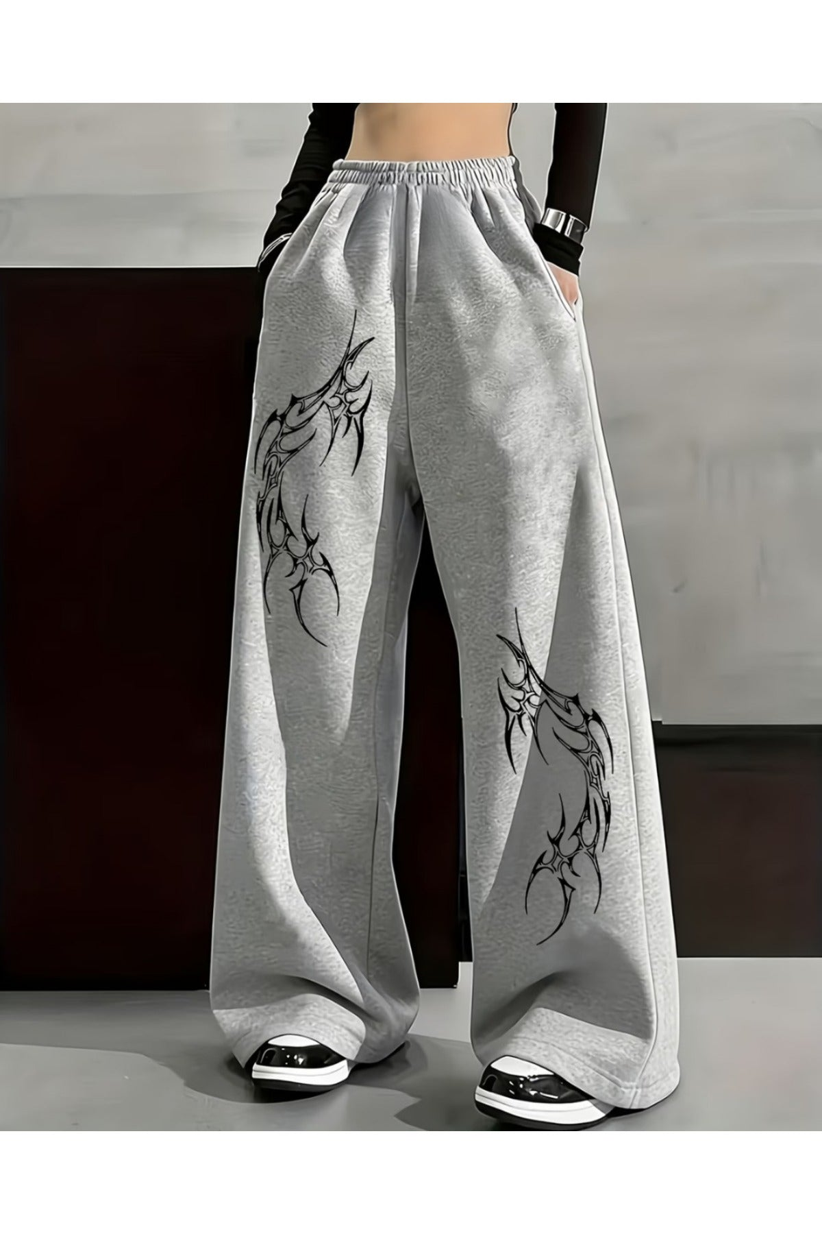 Baskı Detaylı Baggy Eşofman Altı