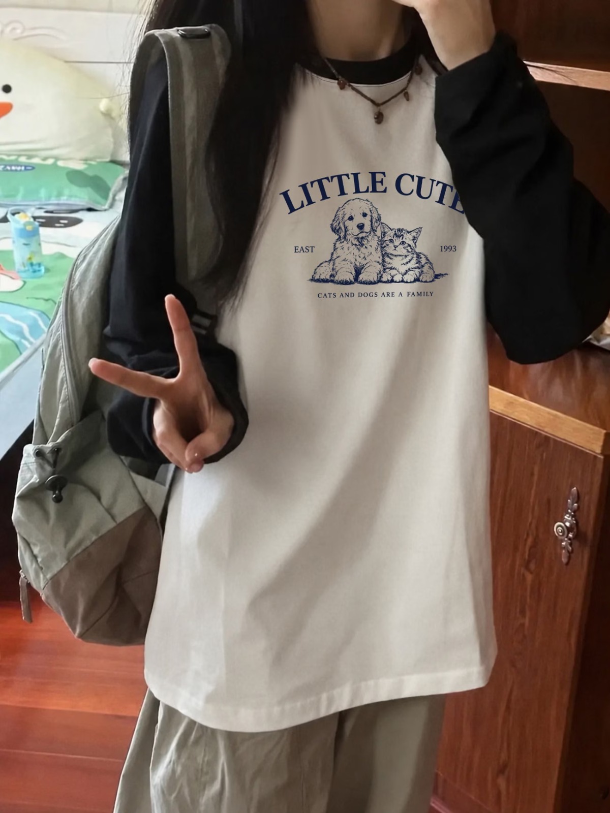Fake Kol Uzun Kol Oversize T-Shirt